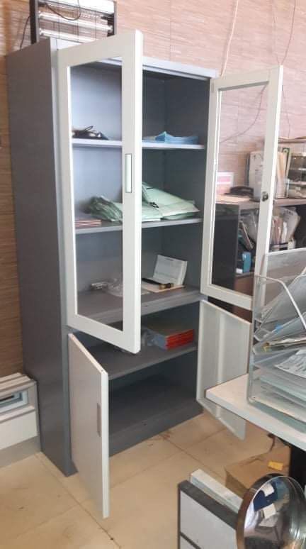 Half glass half door Multi purpose Metal cabinet (Category: Shelves, Cabinets & Racks) located in Manila. Submitted by shelvesanddisplay (Listing ID 1325862646, Image 2). Description: Size: 1850mm height x 900mm width x 400mm depth Color: Light Gray Gauge 20 Shelves and Display Enterprises 1449 Pres. Quirino Ave. Paco Manila beside A Taste of Italy Landline 85625004 or 72156272 Cp# 09177268814 or 091772697.