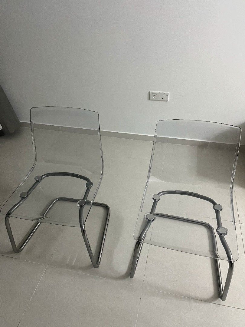 IKEA Tobias Chair Transparent Chrome Plated Furniture Home Living Furniture Chairs on Carousell