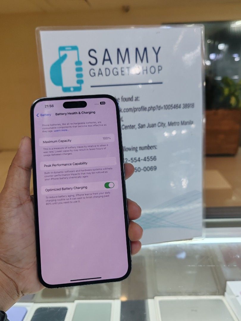 Iphone 14promax 256 preloved (Category: iPhone 14 Series) located in Quezon City. Submitted by ronalynac40976 (Listing ID 1325866053, Image 3). Description: iphone 14promax 256 factory unlocked 100% batteri health good condition with box, same imei, cord pick up store in greenhills shopping center we ship nationwide via lbc +SF We accept ggives & spaylater+% We accept swap/trade in dm or call for fast transaction 09279500069/09425544556 Located @