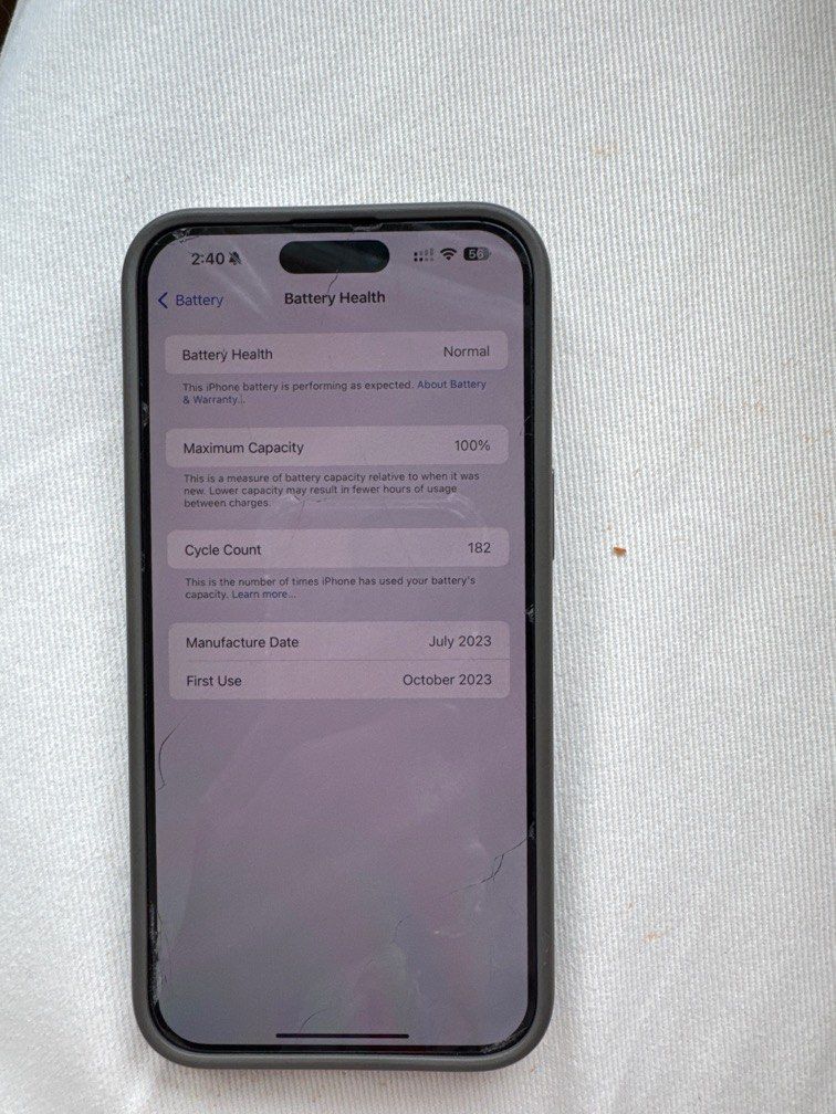 iPhone 15 Pro Max (Used 100% battery) (Category: iPhone 15 Series) located in Quezon City. Submitted by emmasfinds (Listing ID 1325858622, Image 2). Description: Reason for selling will upgrade to new iPhone 16 pro max No scratches Free case and cord .