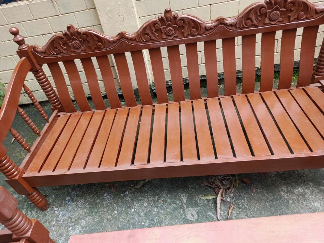 Mahogany Sala Set (Category: Sofas) located in Rodriguez. Submitted by amara0914 (Listing ID 1325828718, Image 2). Description: FOR Sale Pullout Furniture In Great Condition No Hidden Issues.