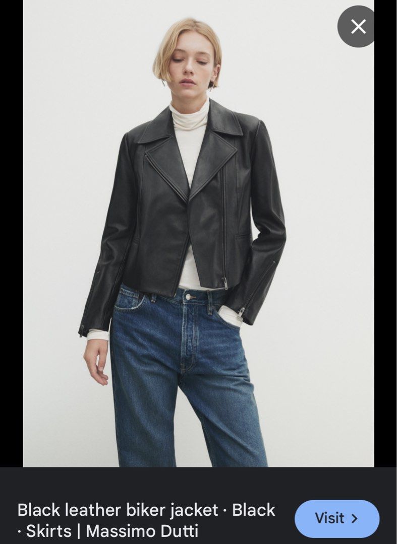 Massimo Dutti full Nappa leather biker jacket Women Biker Women s Fashion Tops Other Tops on Carousell