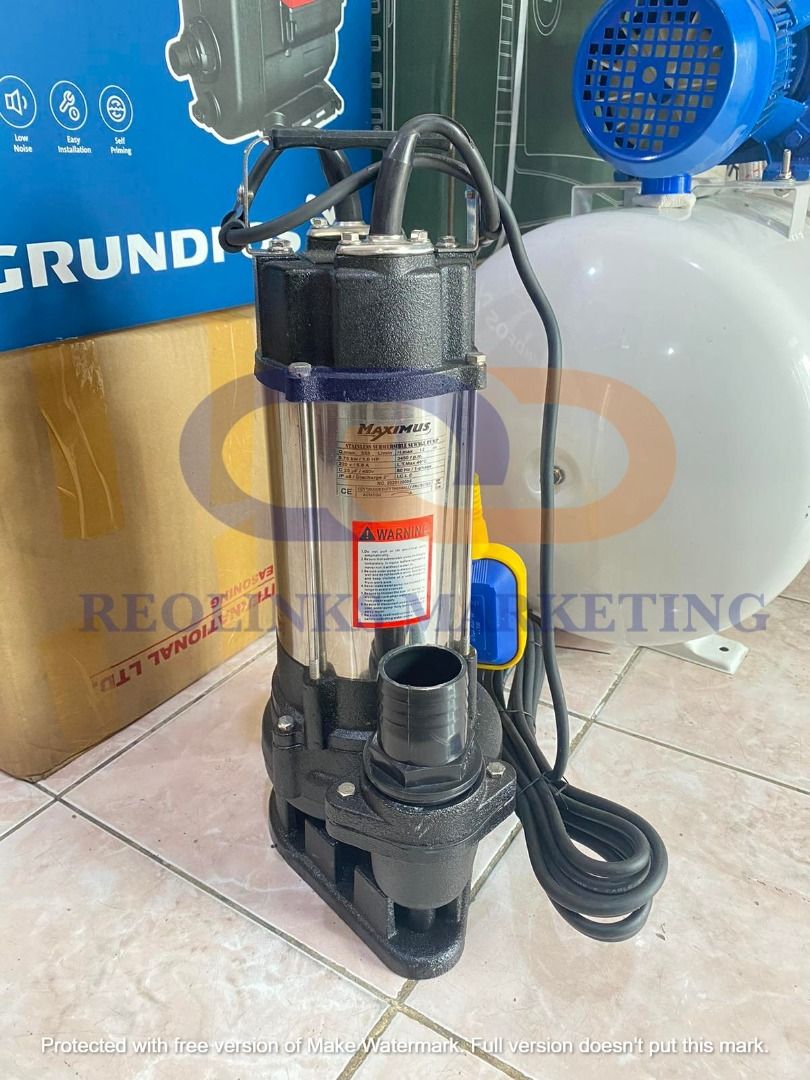 Maximus Sewage Submersible Pump 1.5HP (Category: Construction Tools & Equipment) located in Quezon City. Submitted by reo_ma (Listing ID 1325863537, Image 2). Description: Maximus Sewage Submersible Pump 1.5HP .