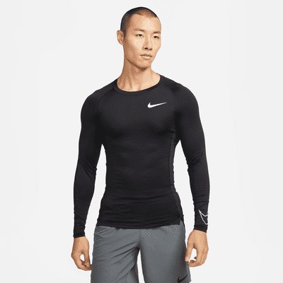 Authentic Nike Pro compression Dri fit Athleisure Casual Sports Round Neck Breathable Long Sleeves Black T Shirt BNWT Size S Men s Fashion Activewear on Carousell