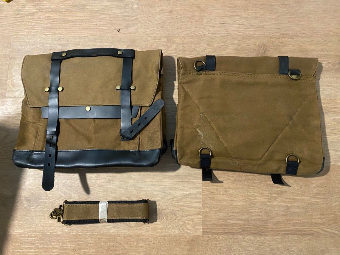 Motorcycle waxed canvas and leather panniers Motorcycles Motorcycle Accessories on Carousell