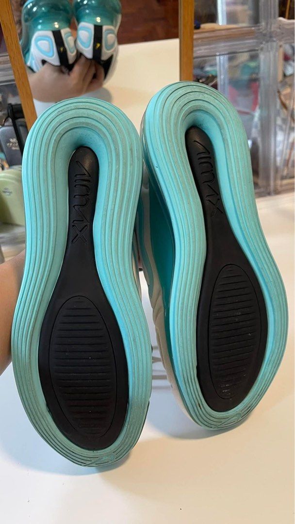 Nike Air Max 720 (Category: Sneakers) located in Mandaluyong City. Submitted by kriszy_coo (Listing ID 1325814547, Image 3). Description: NIKE Air Max 720 US 5.Y, Eur 37.5 Step up your sneaker game with the Nike Air Max 720 in White and Teal. Featuring a sleek design and innovative Air Max technology these kicks offer ultimate comfort and style. Elevate your look and make a statement with these iconic Nike sneakers. Used pero ilang 2-3x lang yata