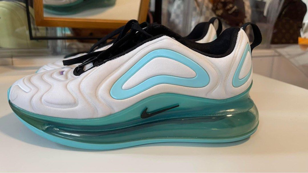 Nike Air Max 720 (Category: Sneakers) located in Mandaluyong City. Submitted by kriszy_coo (Listing ID 1325814547, Image 1). Description: NIKE Air Max 720 US 5.Y, Eur 37.5 Step up your sneaker game with the Nike Air Max 720 in White and Teal. Featuring a sleek design and innovative Air Max technology these kicks offer ultimate comfort and style. Elevate your look and make a statement with these iconic Nike sneakers. Used pero ilang 2-3x lang yata