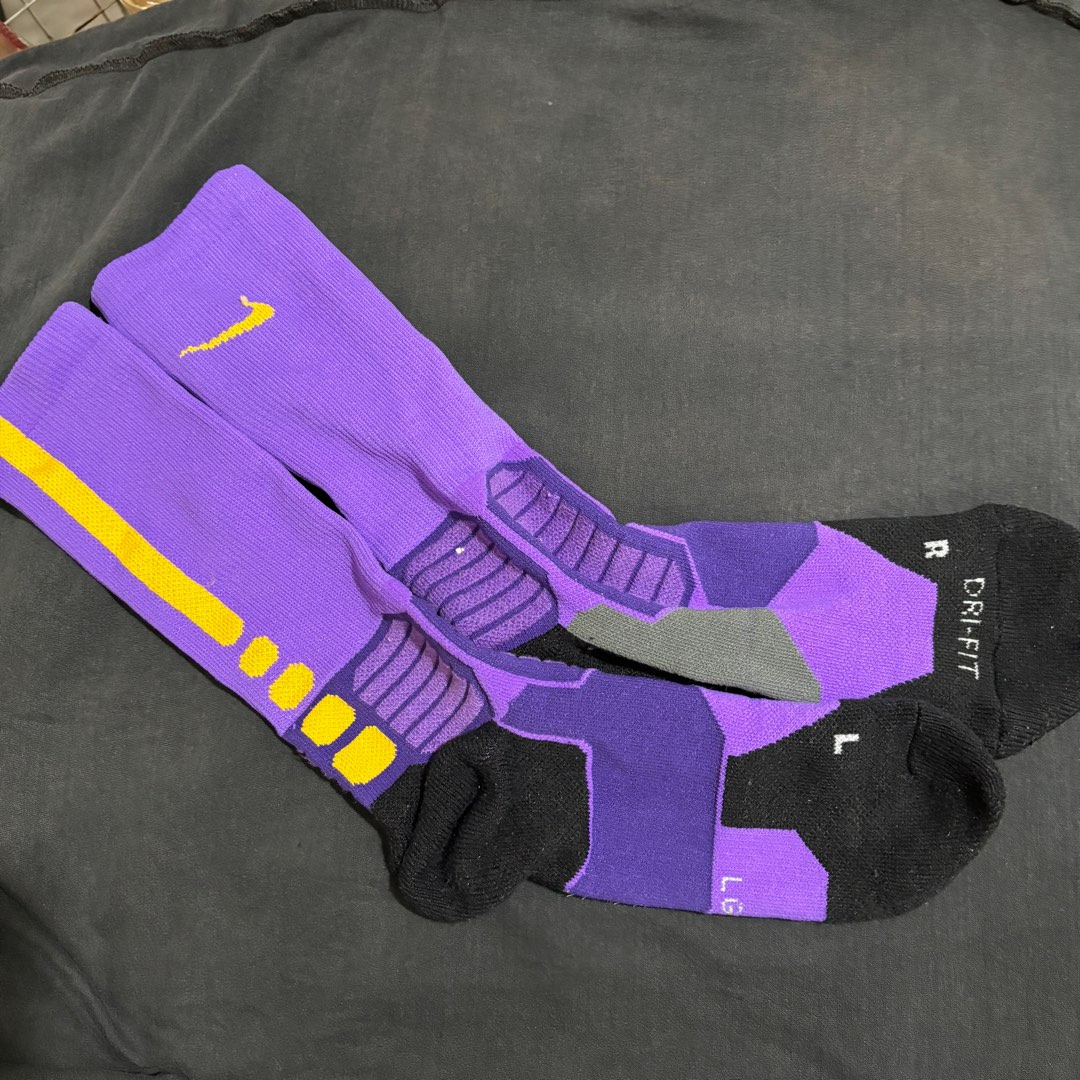 purple and yellow nike elite socks