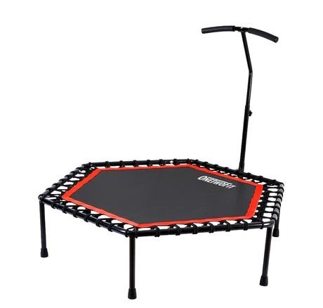 OneTwoFit 1.36M Silent Trampoline with Adjustable Handle Bar Fitness Trampoline Gym Home