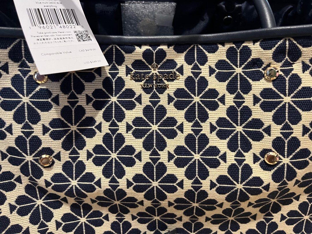 Original Kate Spade Jacquard Bag (Category: Luxury Bags & Wallets) located in Makati City. Submitted by mintbags (Listing ID 1325873554, Image 2). Description: Authentic Kate Spade With tags Original color navy blue with navy blue leather trimmings.