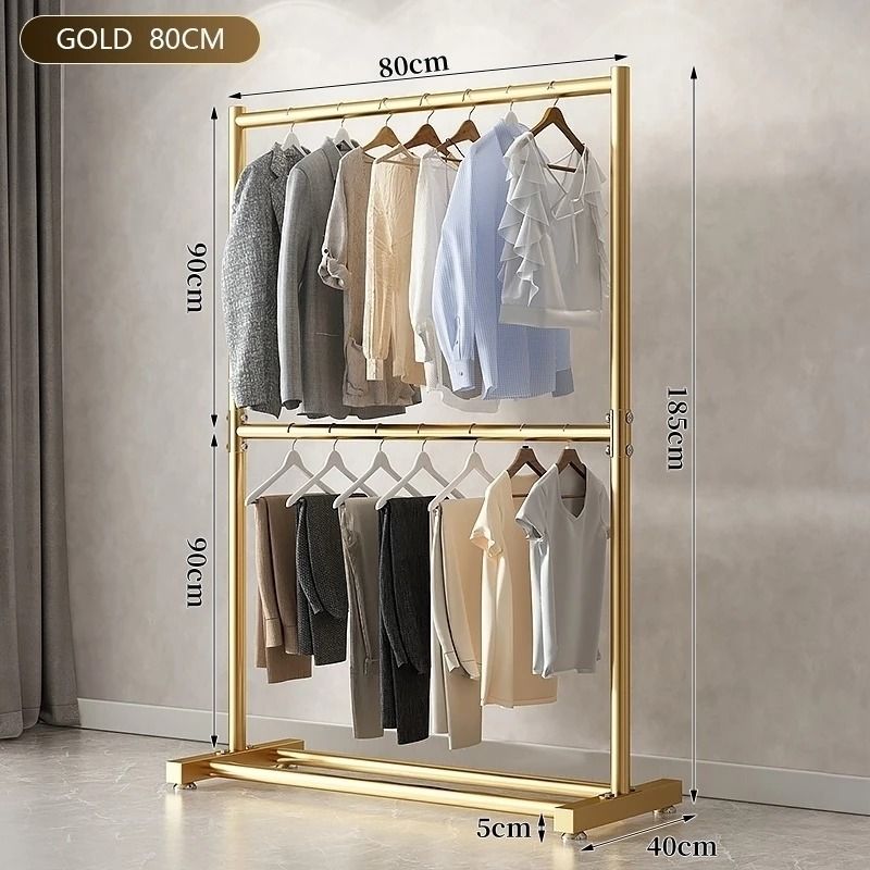 Double-Layer Clothes Hanger Rack Clothes Drying Gold Rack Clothes