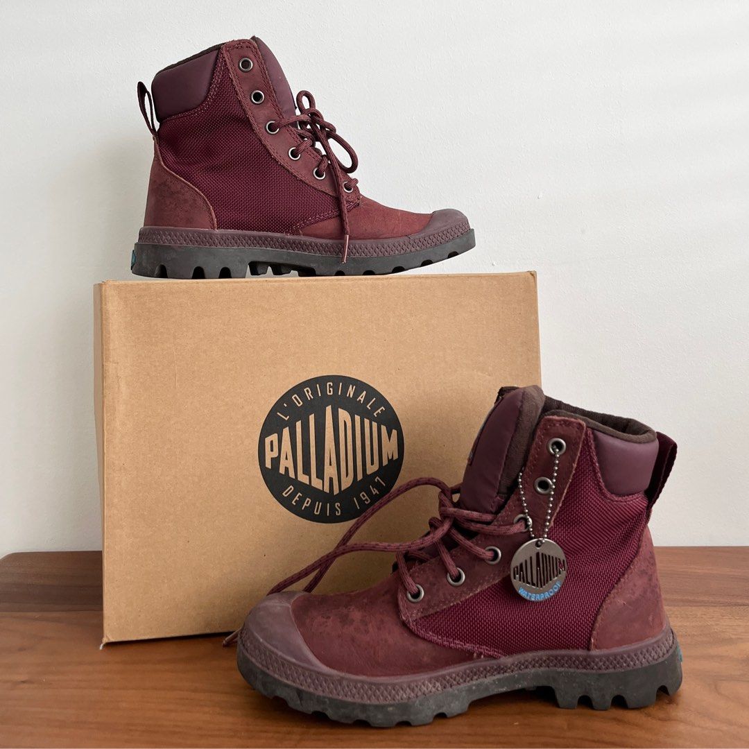 Burgundy palladium boots top