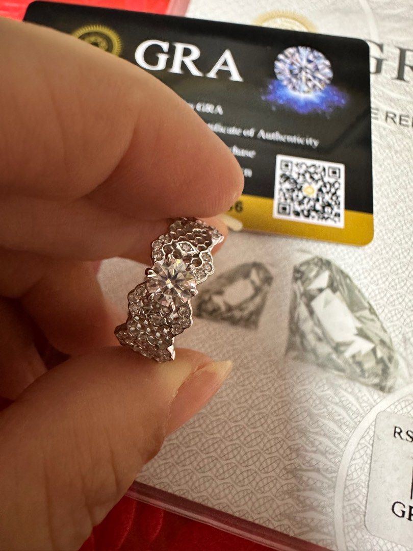 Real GRA Diamond 0.5ct Colour D Ring 925 Sterling White Gold PD.For Unisex