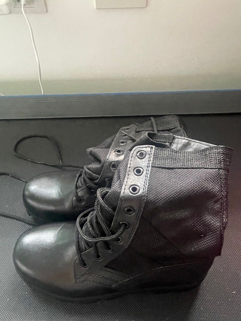 ROTC/CAT combat bootse (Category: Boots) located in Marikina City. Submitted by quickbird.6e17d1 (Listing ID 1325814879, Image 1). Description: Unused and only fitted Last price already. Bought in for ₱700 .
