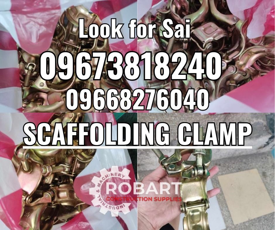 Scaffolding Clamp (Category: Construction Tools & Equipment) located in Manila. Submitted by sairobart375609 (Listing ID 1325861062, Image 1). Description: Scaffolding Clamp Swivel 1-1/2" x 1-1/2" ROBART CONSTRUCTION SUPPLIES For inquiries: For FAST TRANSACTION: Sai Robart - 09673818240 / 09662708706 Vbr: Robart Sai - 09673818240 sairobart3@gmail. com Office Address: 1405 Yuseco St. Sta. Cruz Manila 7746-6248, 7216-7605 ,7002-2872, 8-6363005 0935