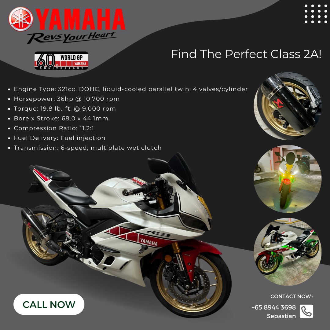 Sell] Yamaha R3 60th Annivesary (Akra Exhaust), Motorcycles