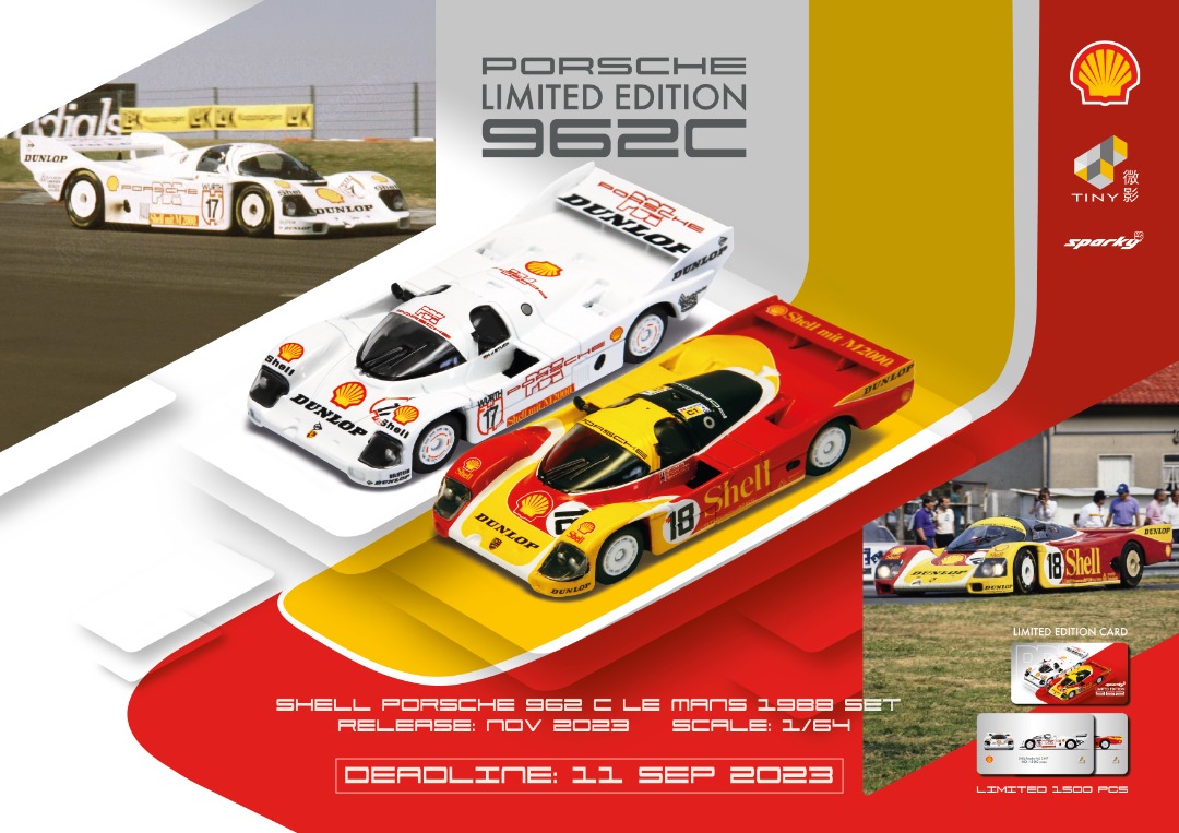 SPARKY 1/64 DIECAST Porsche 962C SHELL COMBO - Le Mans 1988 #18 ...