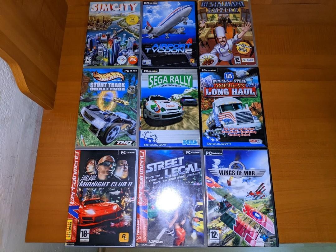 Windows PC Computer Games (Category: Others) located in Singapore. Submitted by daimacher (Listing ID 1325847521, Image 1). Description: Simcity 2013 Airport Tycoon 2 Restaurant Empire Hot Wheels Stunt Track Challenge 18 Wheels of Steel American Long Haul Street Legal Wings of War Sold: Midnight Club II Sega Rally.