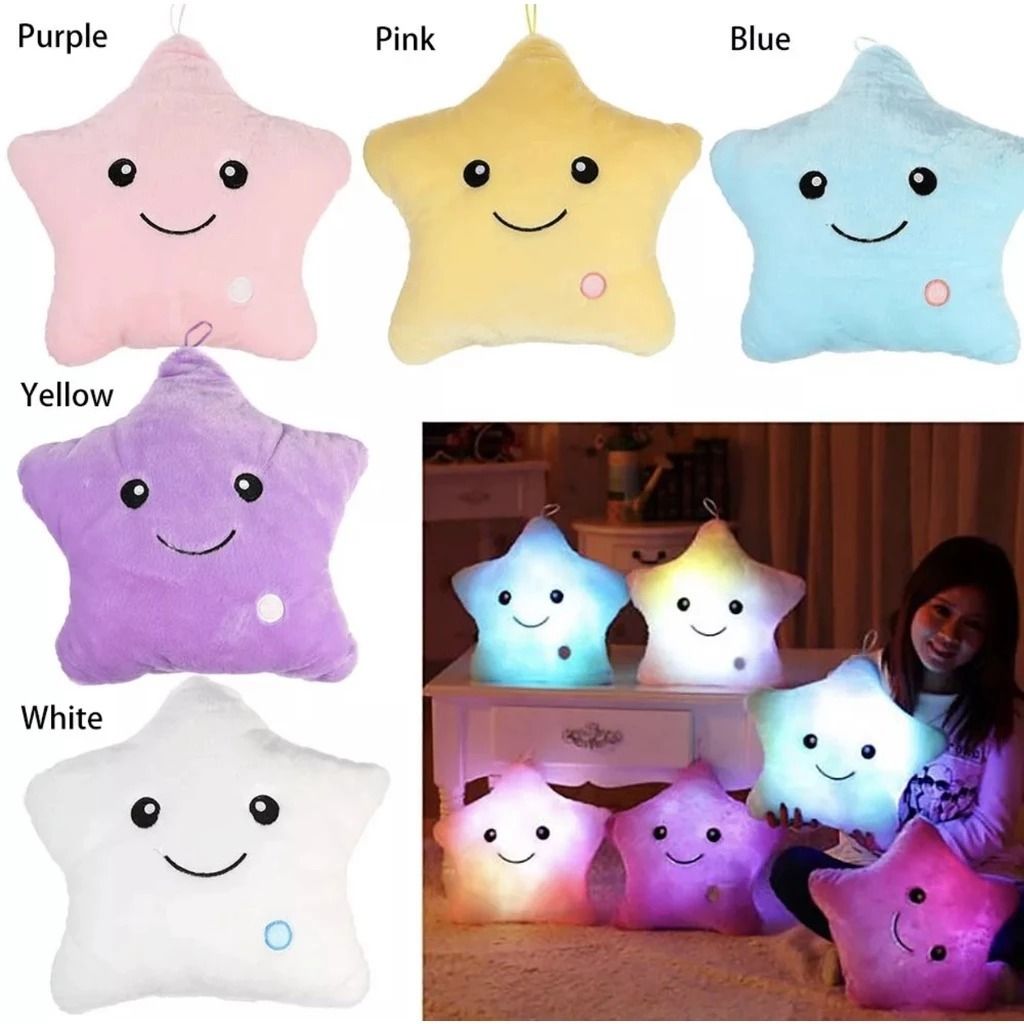 35CM Creative Toy Luminous Pillow Soft Stuffed Plush Glowing Colorful Stars Cushion Led Light Toys Gift Pink Hobbies Toys Toys Games on Carousell