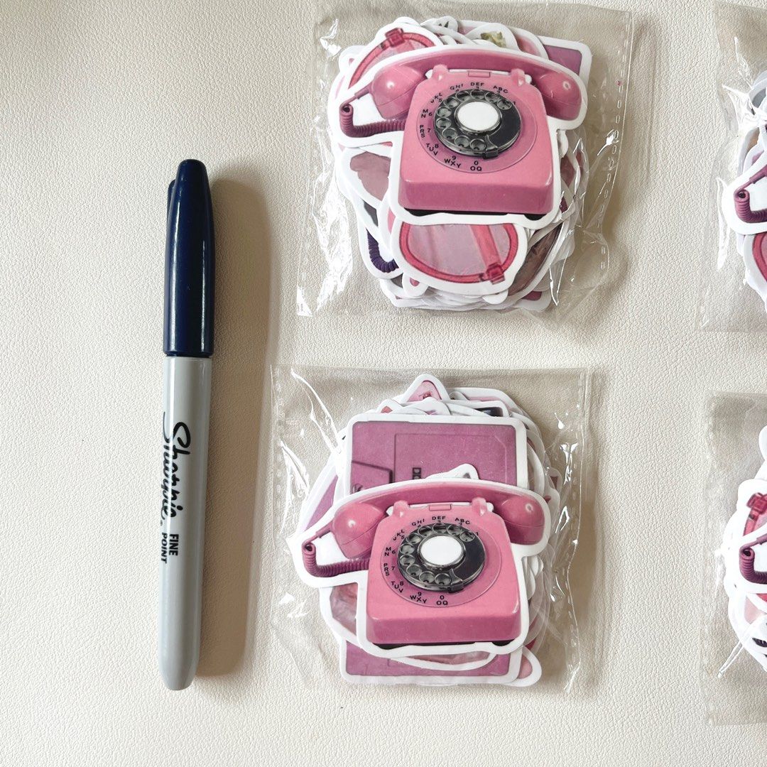50 pcs pink theme sticker pack / aesthetic stickers, Hobbies & Toys ...