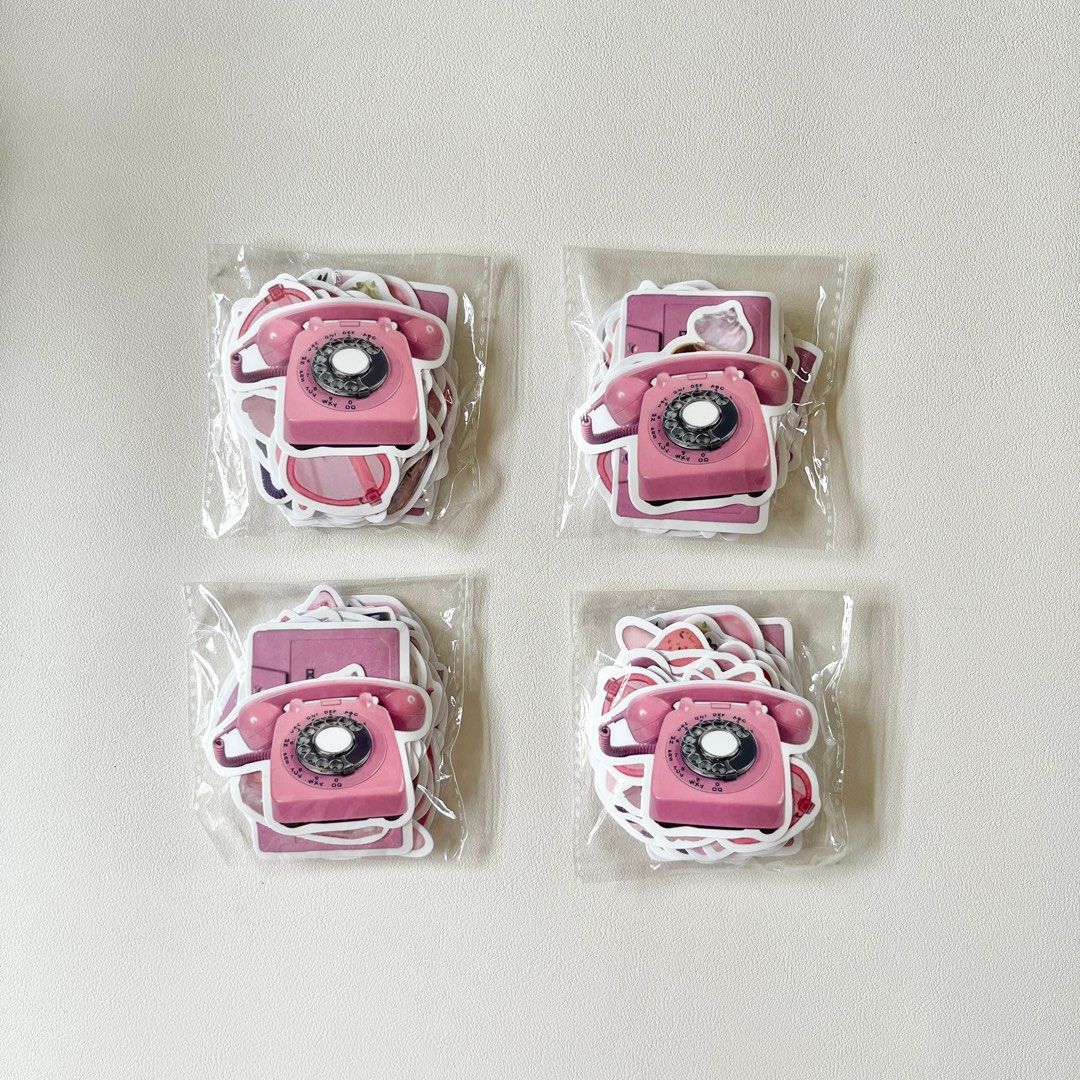 50 pcs pink theme sticker pack / aesthetic stickers, Hobbies & Toys ...