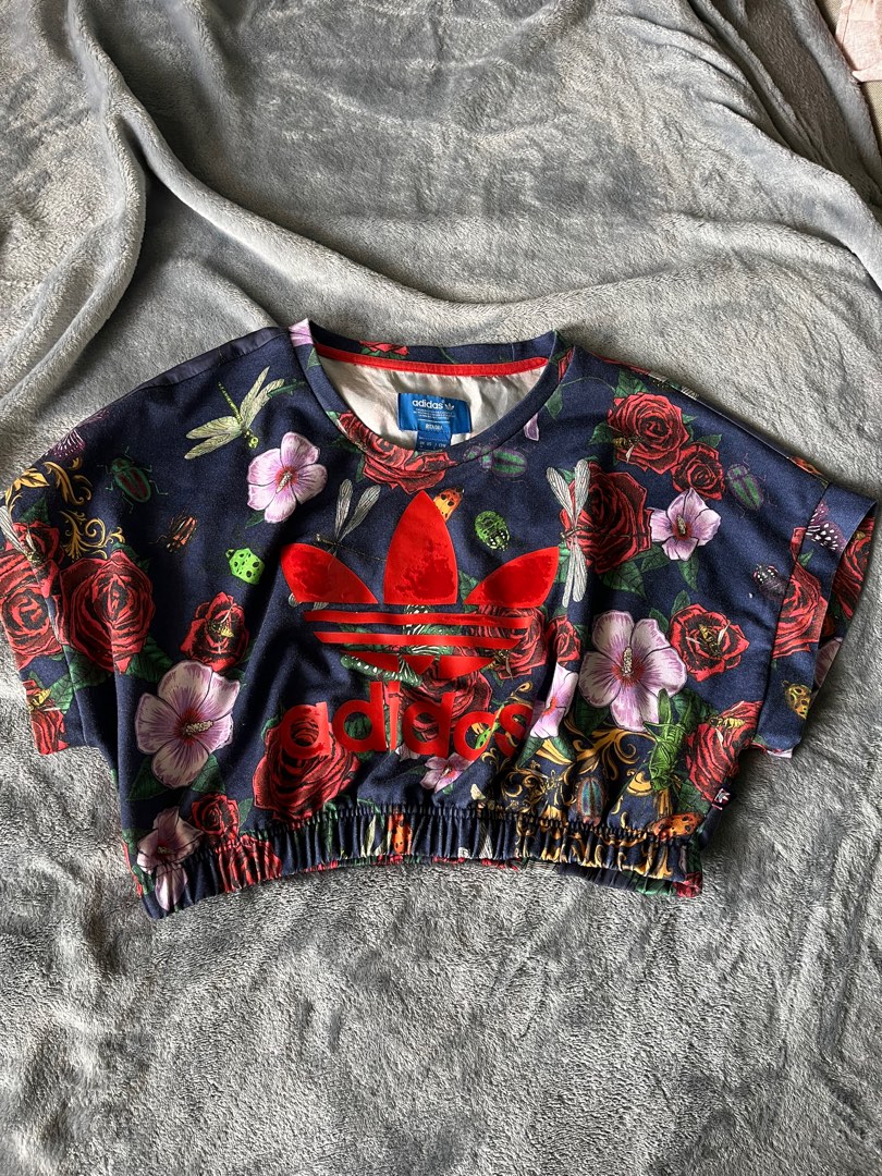Adidas Floral Cropped Top Women s Fashion Tops Blouses on Carousell