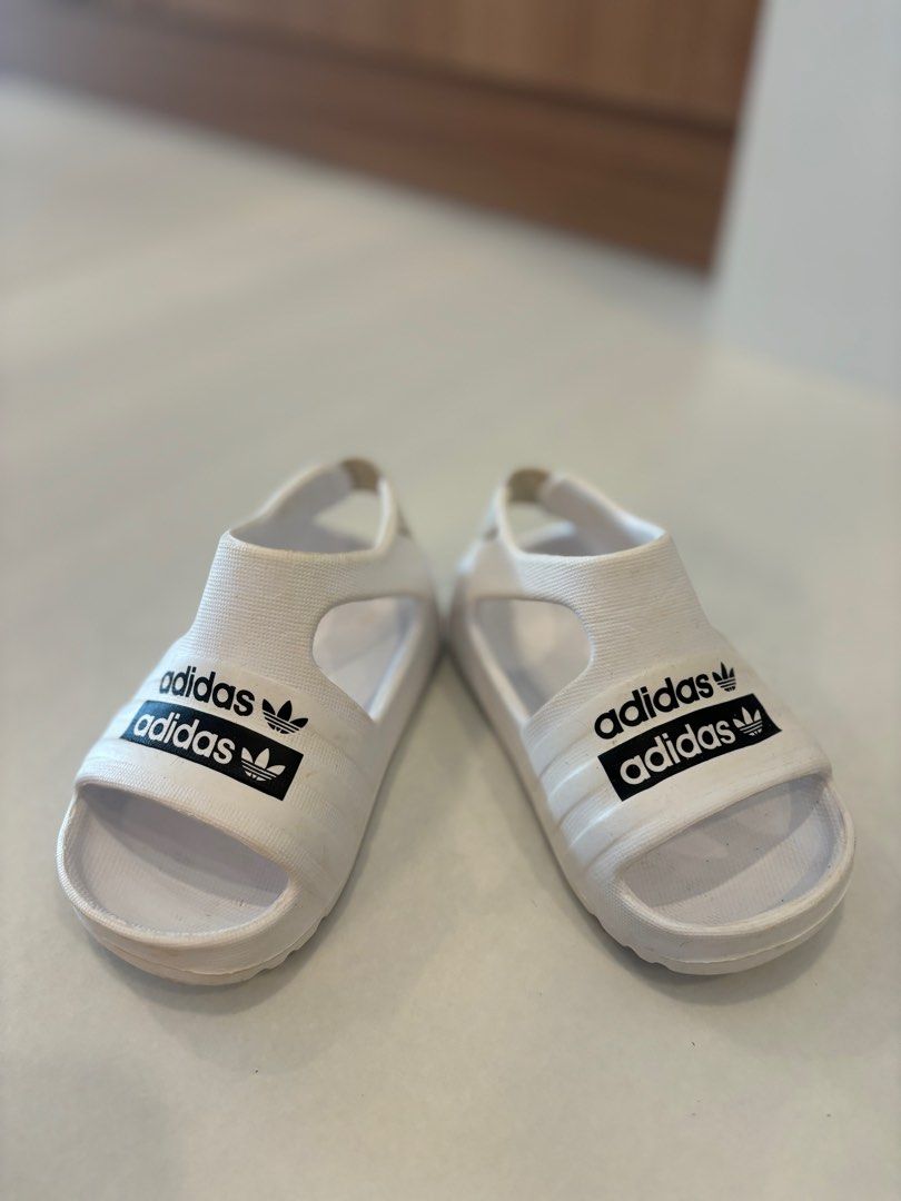 Adidas Originals White Adilette Play Slides EF6238, Babies Kids
