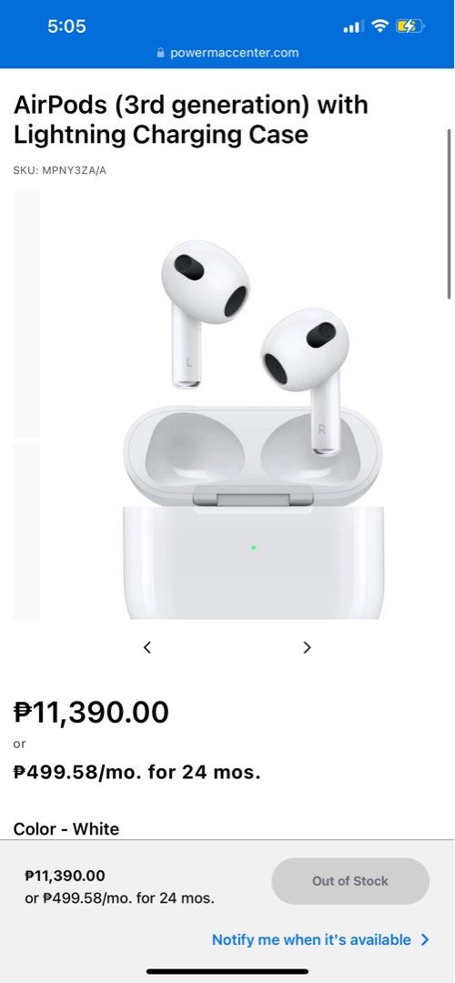 Airpods 3rd gen sealed (Category: Earphones) located in Makati City. Submitted by abbybit (Listing ID 1326057285, Image 2). Description: Last price posted. For sure buyers only. .