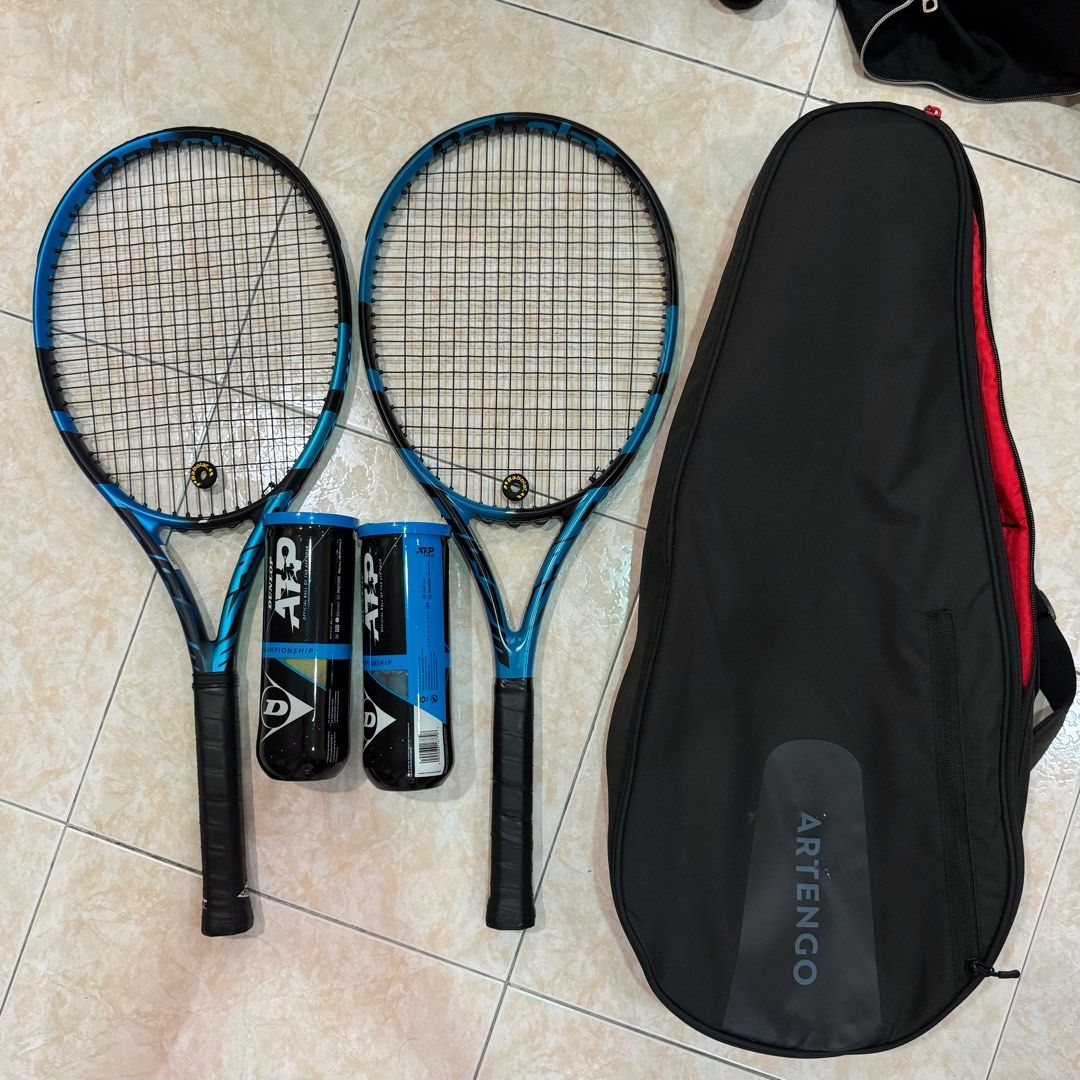 Babolat pure drive 2020 tennis racket with decathlon tennis bag and yonex tennis grip