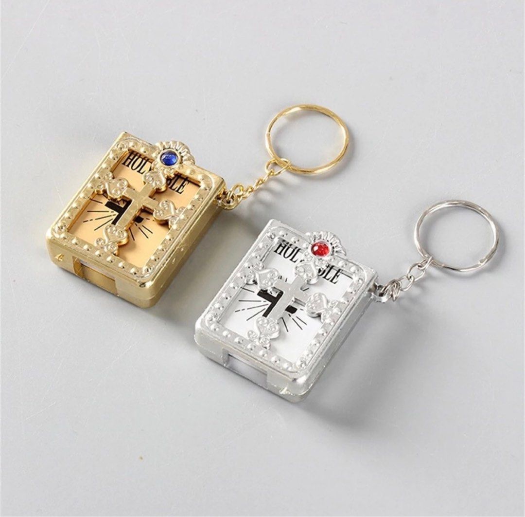 Bible Keychain Gold Sliver Colour Christian Catholic Jesus Hobbies Toys Memorabilia Collectibles Religious Items on Carousell