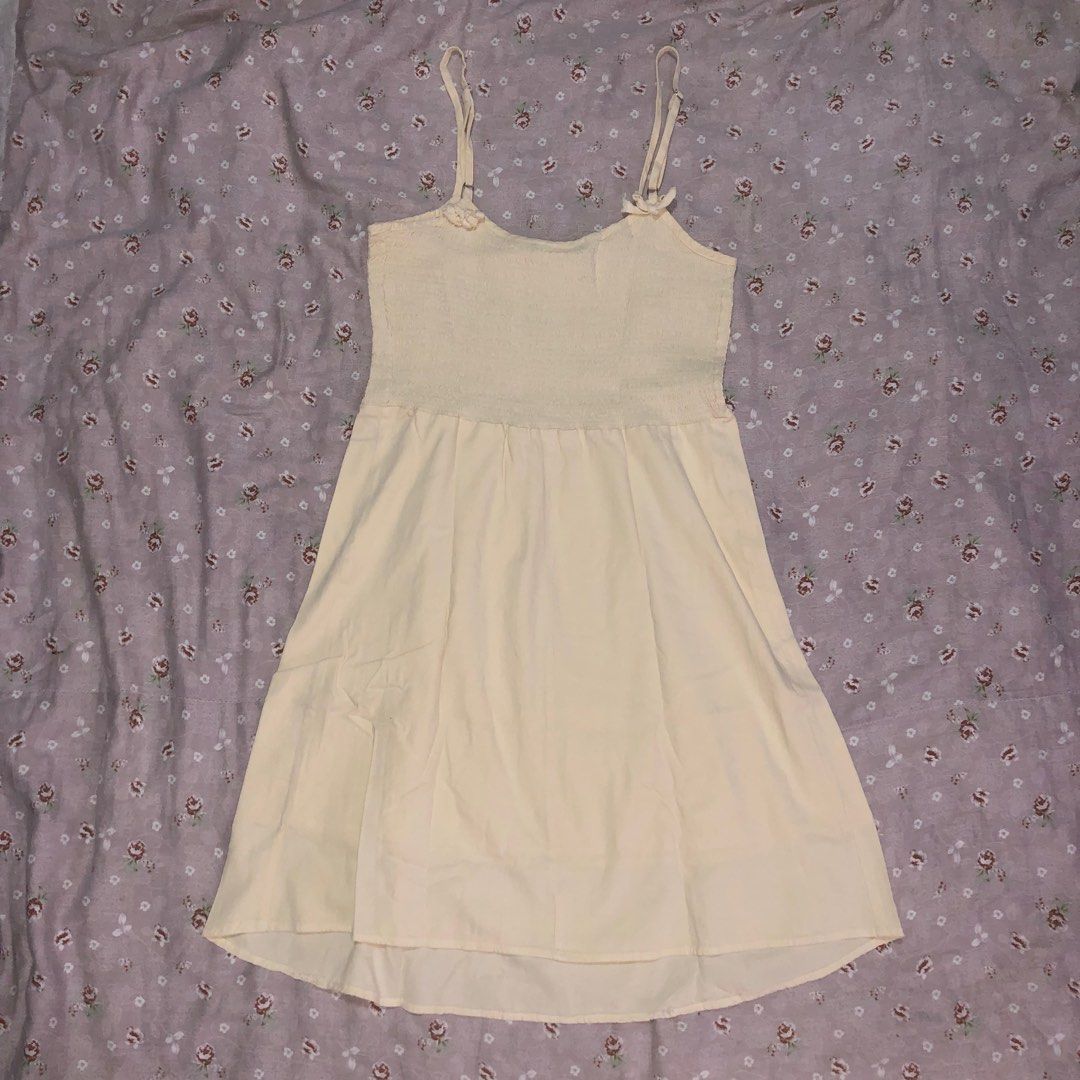 Brandy Melville cream izzy linen mini dress Women s Fashion Dresses Sets Dresses on Carousell