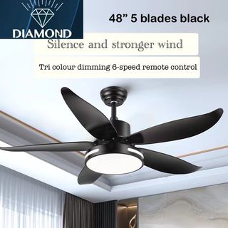 Rega Retro Ceiling Fan (with light, remote control), Furniture & Home ...