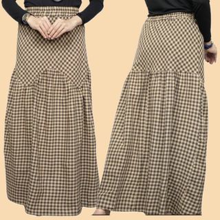 Checkered long skirt malaysia shop