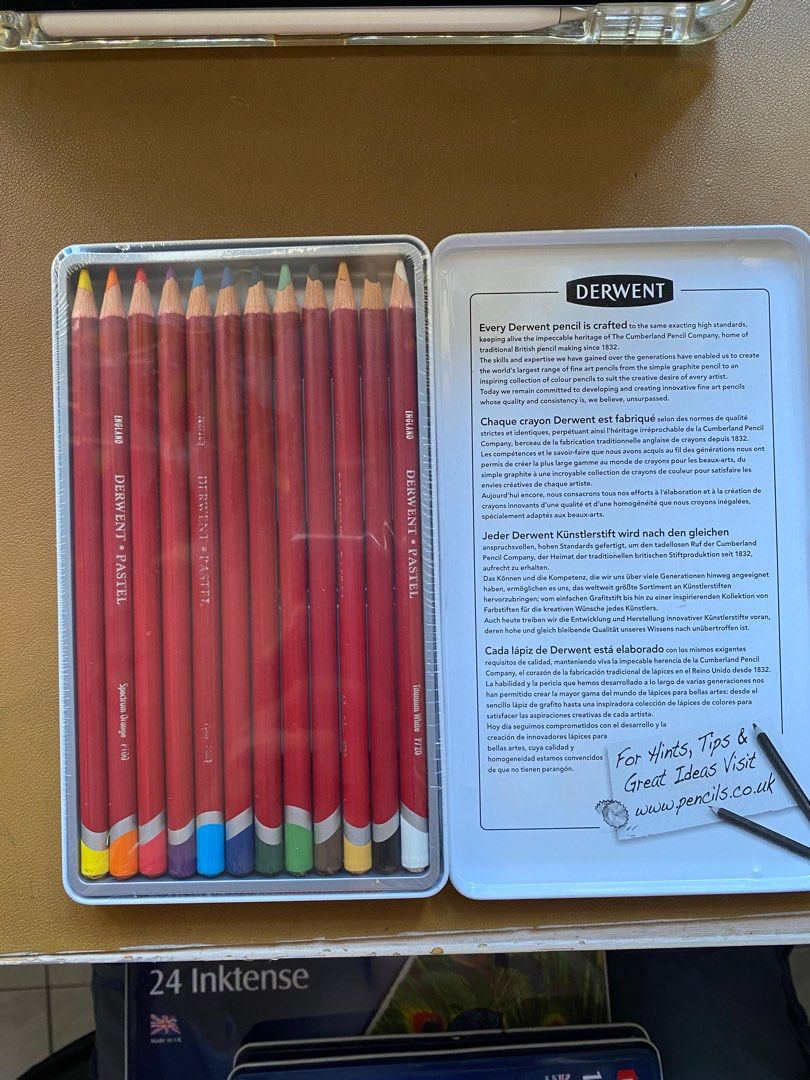 Derwent Pastel Pencils 12 (Category: Craft Supplies & Tools) located in Makati City. Submitted by arrekusu (Listing ID 1326028941, Image 3). Description: Negotiable Brandnew, sealed, authentic. Cosmetic dents only 12 Watersoluble pencils .