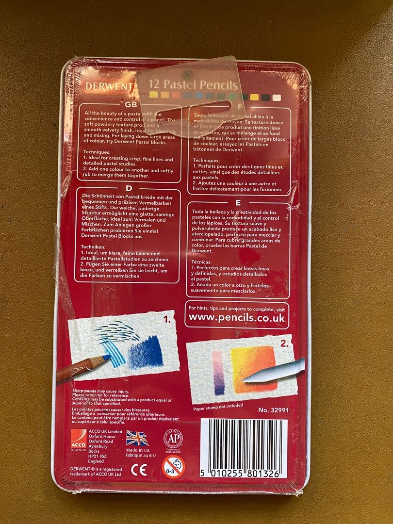 Derwent Pastel Pencils 12 (Category: Craft Supplies & Tools) located in Makati City. Submitted by arrekusu (Listing ID 1326028941, Image 2). Description: Negotiable Brandnew, sealed, authentic. Cosmetic dents only 12 Watersoluble pencils .