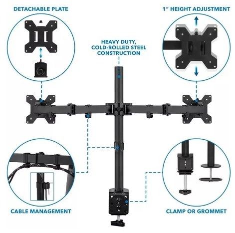 Dual Monitor Bracket Viewplus N-27 Single Arm Clamp, Computers & Tech ...