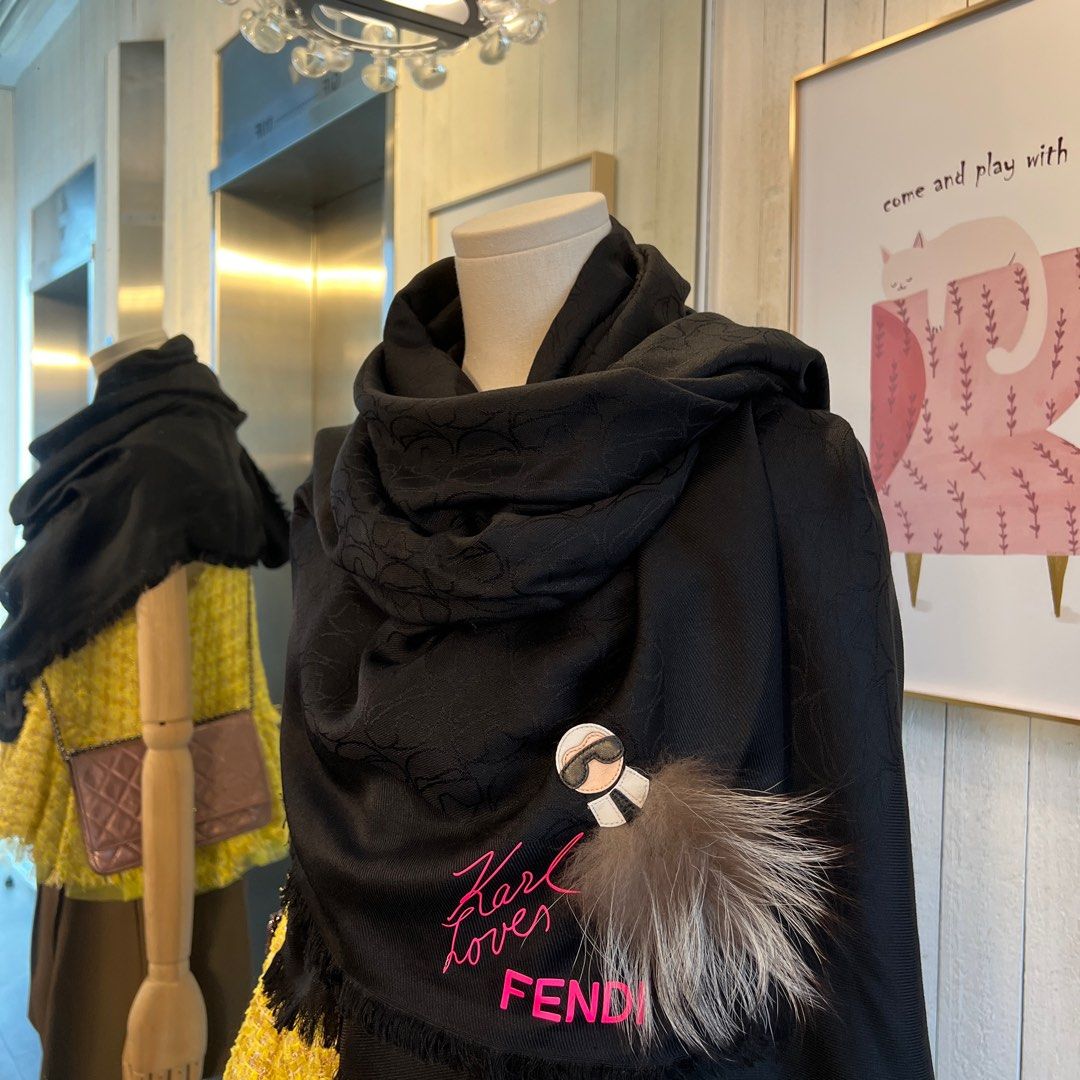 Fendi Karl Lagerfeld black Shawl