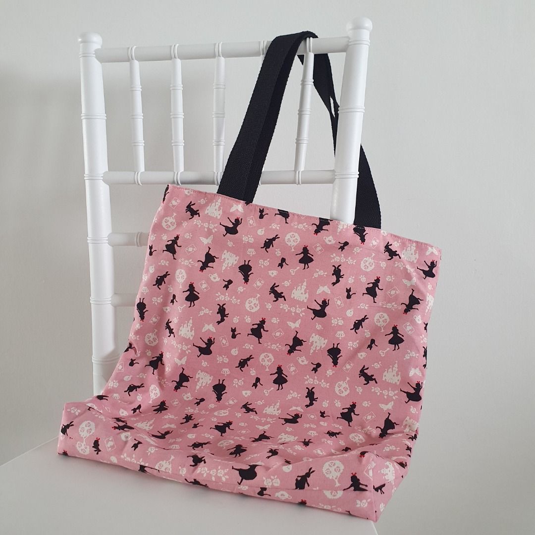 Alice in Wonderland Handmade Whimsical Pink Tote Bag