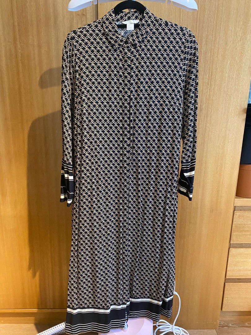 H M Button down Dress with Chain Print Women s Fashion Dresses Sets Dresses on Carousell
