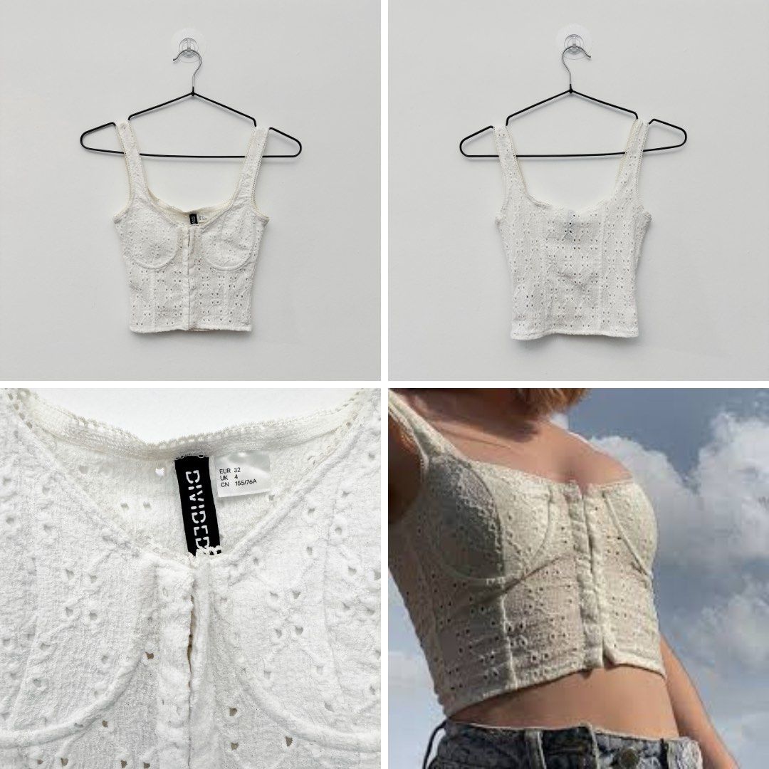 H M EYELET BLOUSE TOP