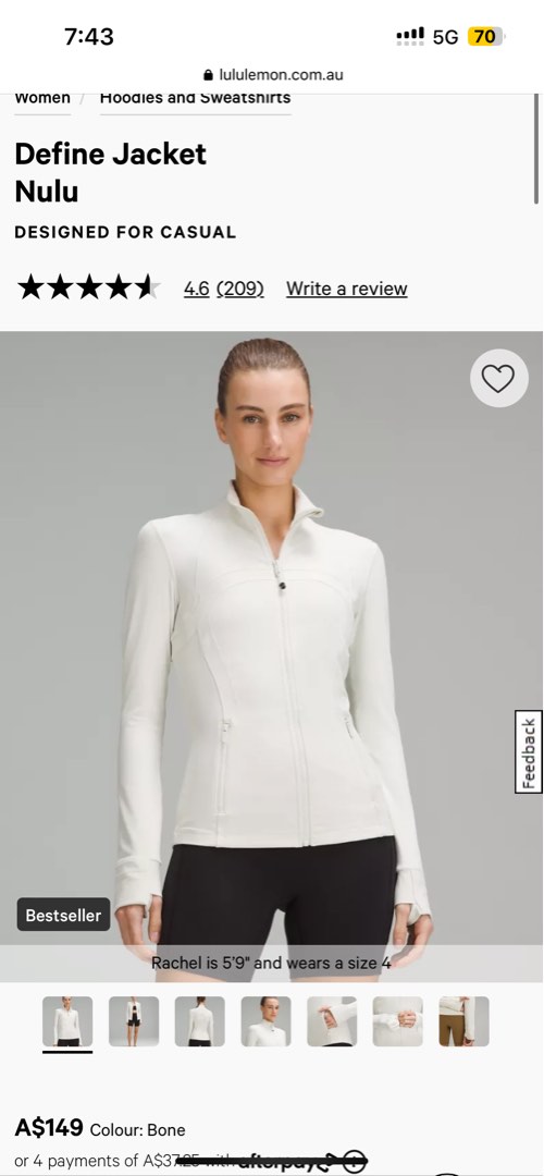 Lululemon Define Jacket in Bone Women s Fashion Activewear on Carousell