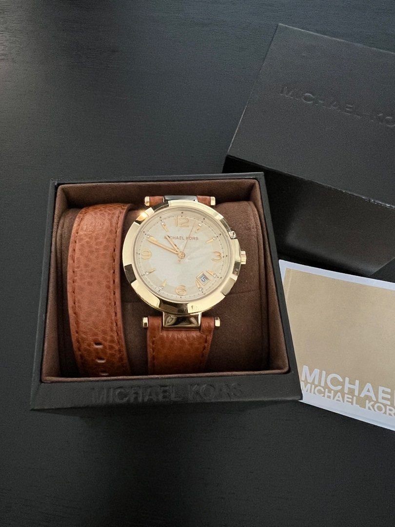Michael Kors Women s Heritage Leather Watch Women s Fashion Watches Accessories Watches on Carousell