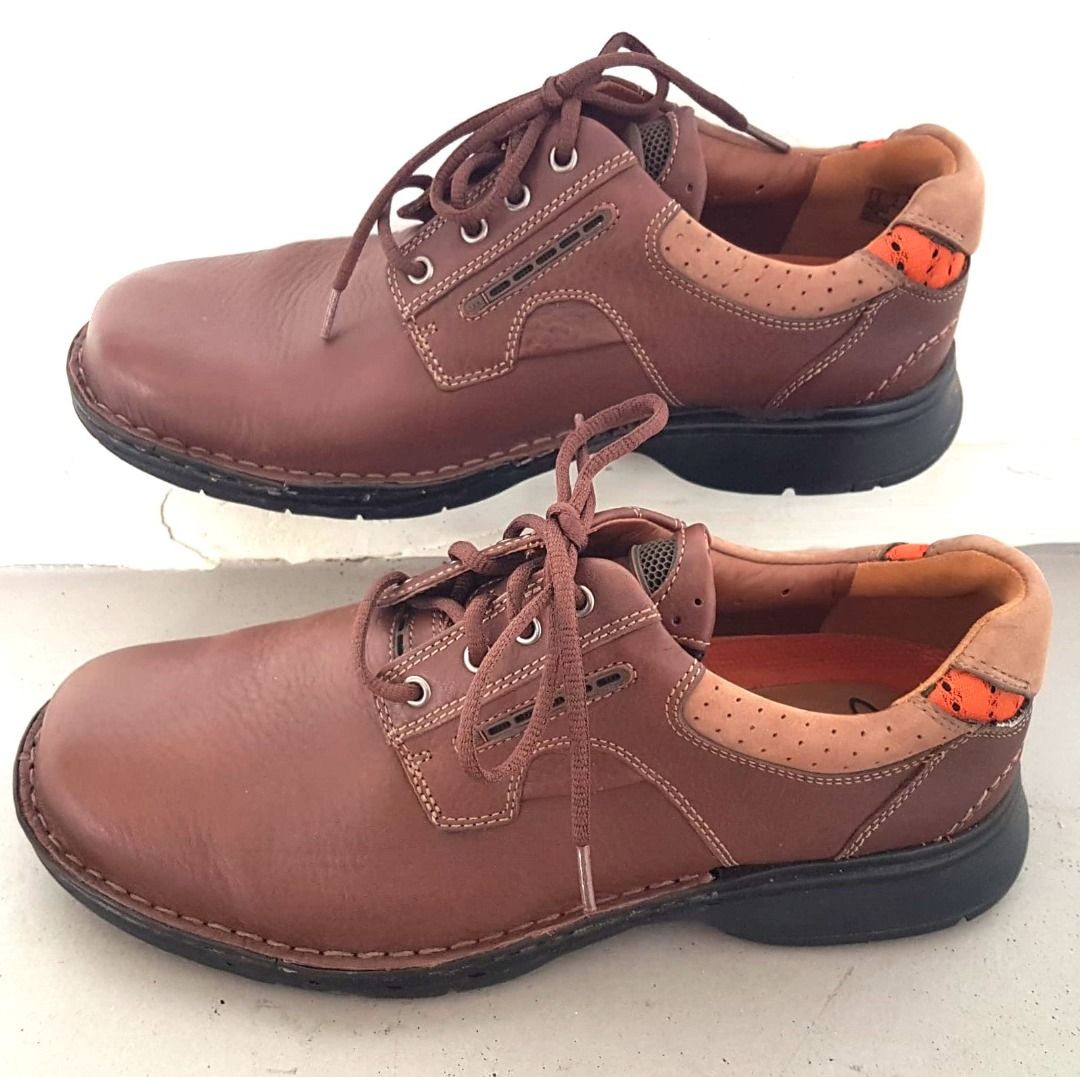 Original Clarks Unstructured Oxford Brown Leather Shoes US 10 UK 9 EU 43 Luxury Model Designer Loafers Timeless Classic Cool Casual Footwear