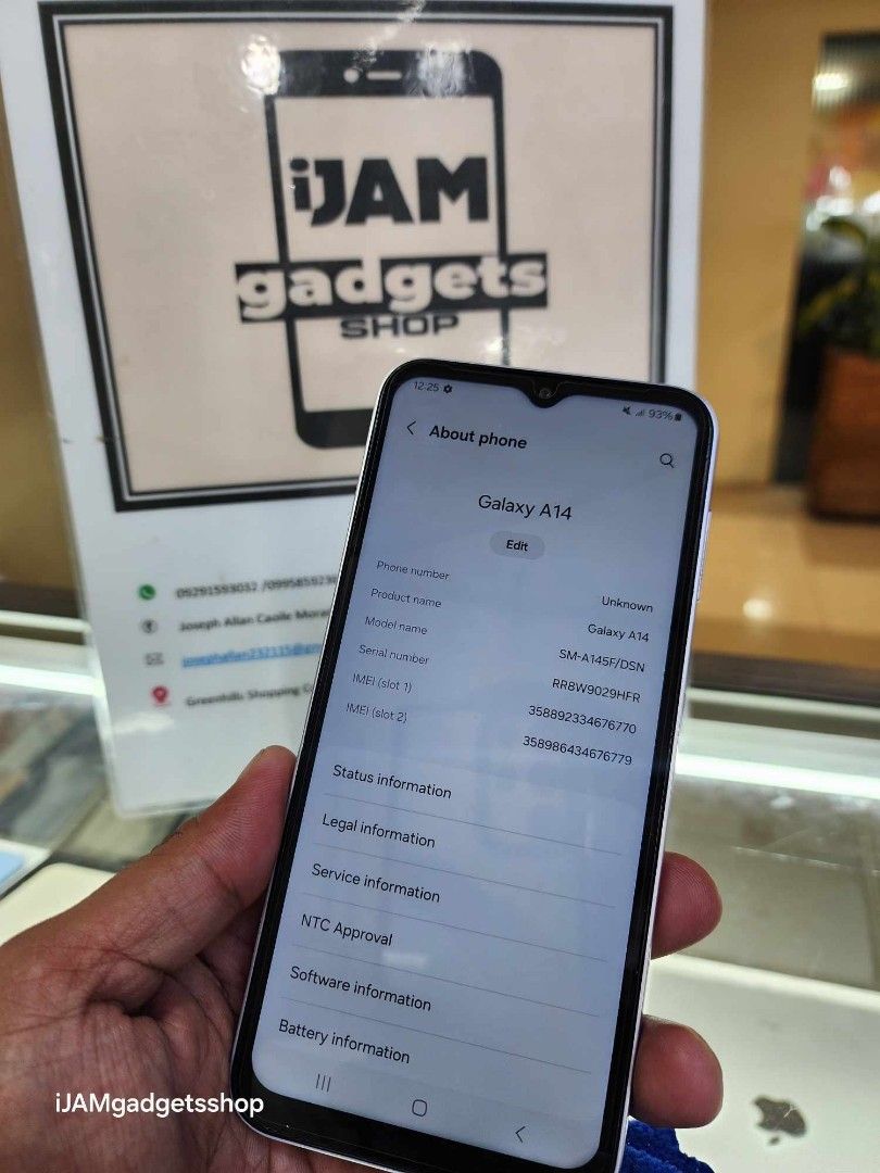 Samsung a14 (Category: Samsung) located in Pasig City. Submitted by ijamgadgets (Listing ID 1326022177, Image 3). Description: samsung a14 2ndhand 128gb unit only with case and charger we do cod and same day delivery can pick up in our store in greenhills Tapat ng admin office we accept credit card +% ggives+6% spaylater+6% accept trade in /swap call or txr 09297180543 09291593032.