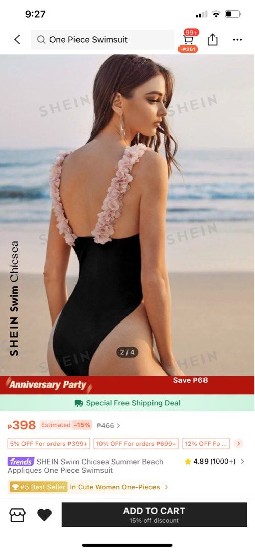 Shein Floral Swimsuit (Category: Bikinis & Swimsuits) located in Taguig. Submitted by amara2021 (Listing ID 1326099343, Image 2). Description: Shein Floral Swimsuit Used Once Size -Large.