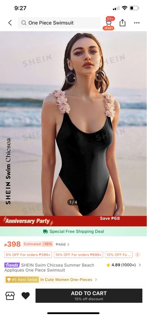 Shein Floral Swimsuit (Category: Bikinis & Swimsuits) located in Taguig. Submitted by amara2021 (Listing ID 1326099343, Image 1). Description: Shein Floral Swimsuit Used Once Size -Large.