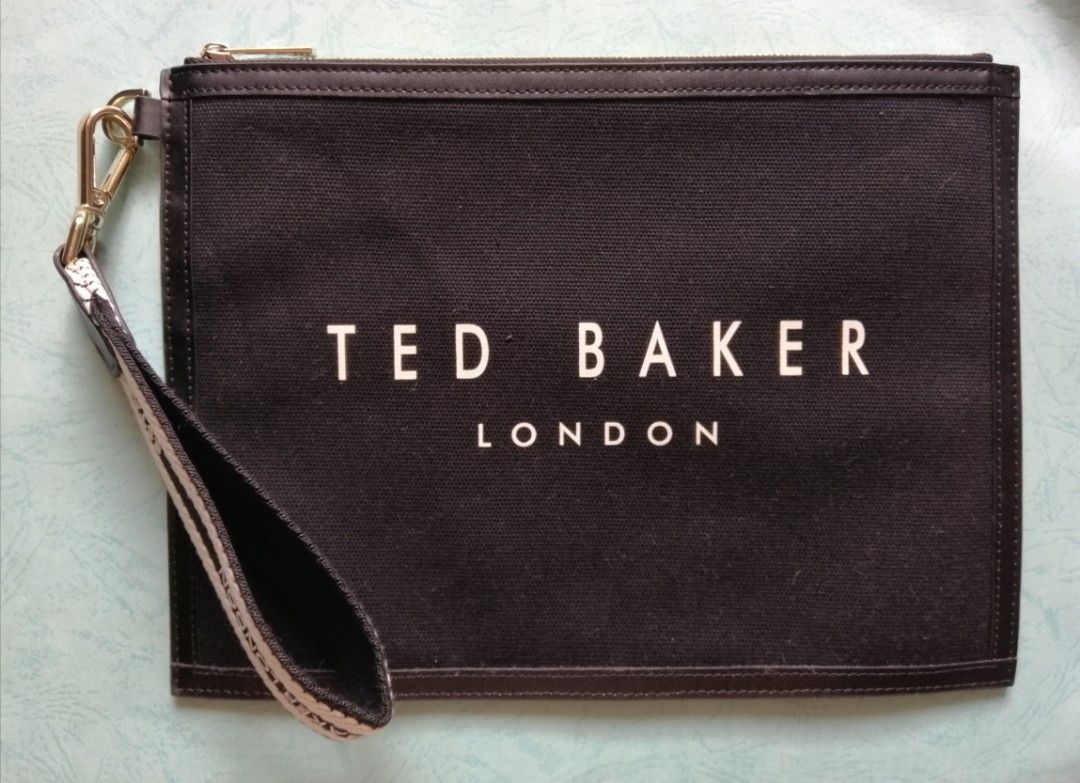 TED BAKER VIVTORA CANVAS ZIP POUCH IN BLACK CA25459 RN95229