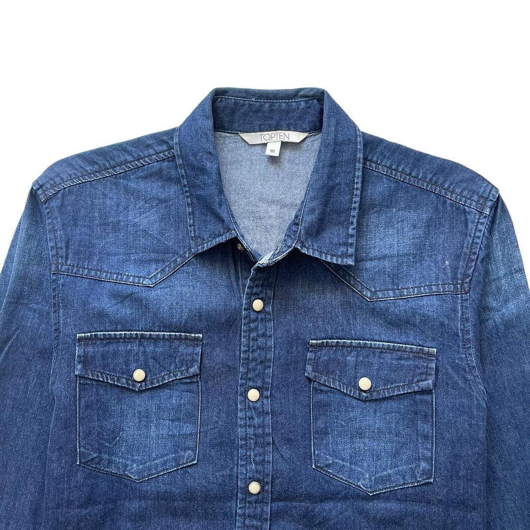 TOPTEN SLIM FIT CLASSIC COUTRY DENIM LONG SLEEVE SHIRT (S/M)