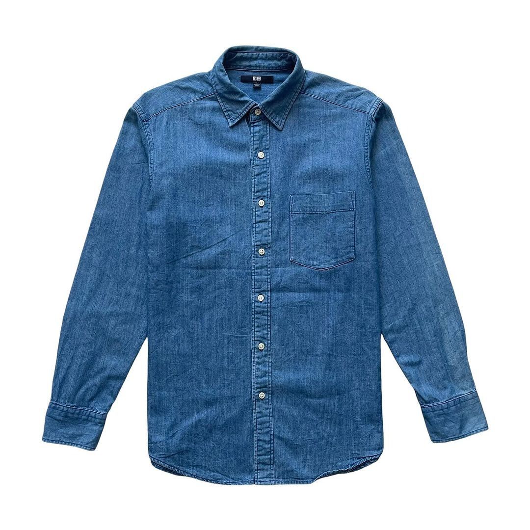 Uniqlo Long Sleeve Jean Shirt UNIQLO MEN CLASSIC INDIGO DENIM LONG