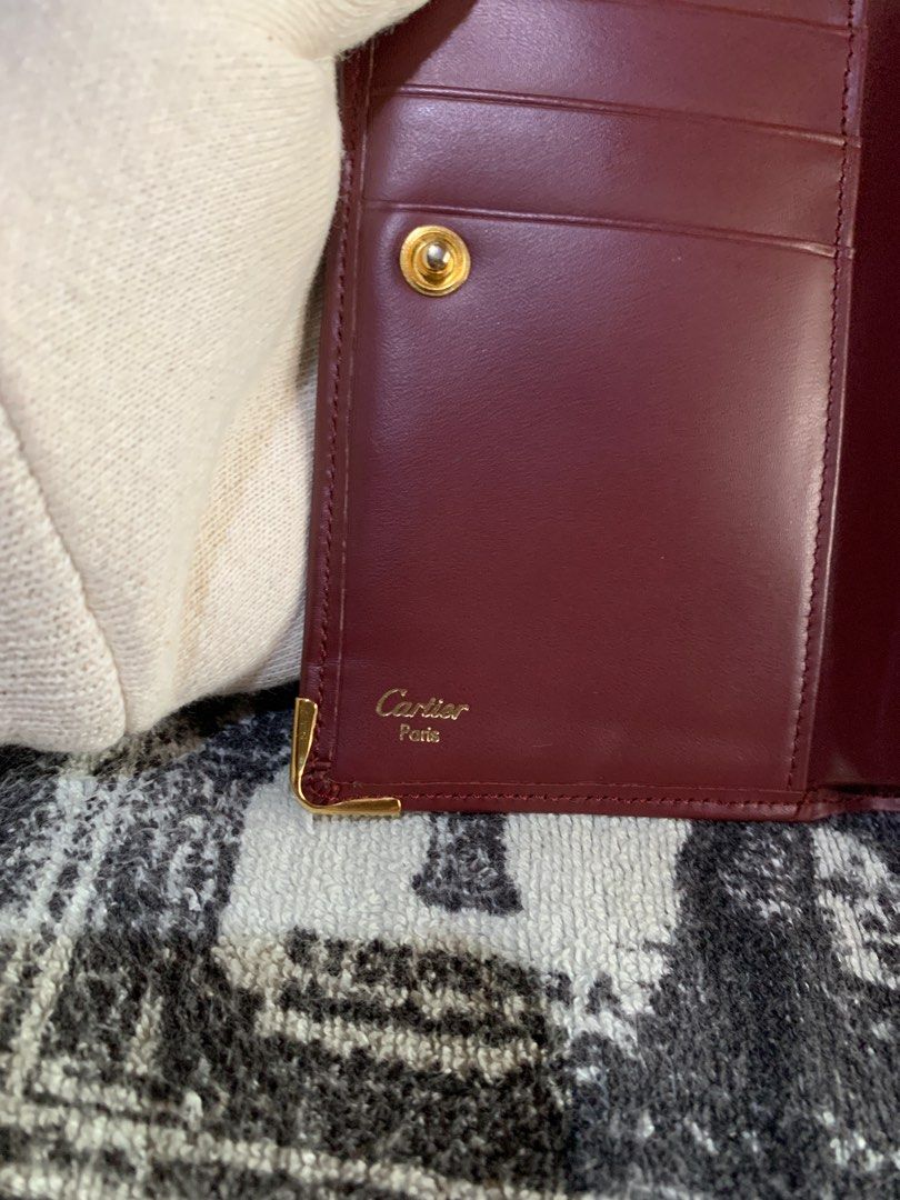 Cartier burgundy leather wallet hot sale